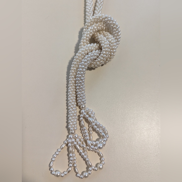 Vintage Faux Pearl Lariat Tassel Necklace Belt Multi-Strand Twisted - Picture 3 of 5